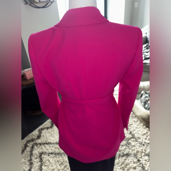 ZARA Belted HOT PINK FUCHSIA Blazer with Tuxedo Collar Size: Small - Picture 10 of 12
